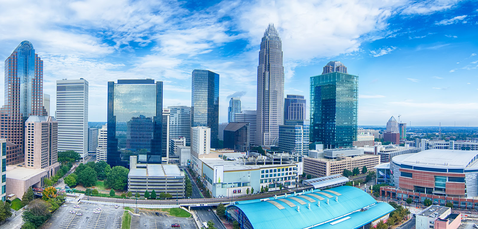 the city of Charlotte, North Carolina panorama view