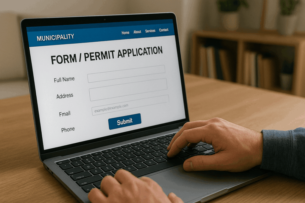 municipal website filling application